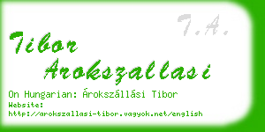tibor arokszallasi business card
